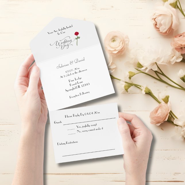 Red Rose White Wedding  All In One Invitation (Creator Uploaded)