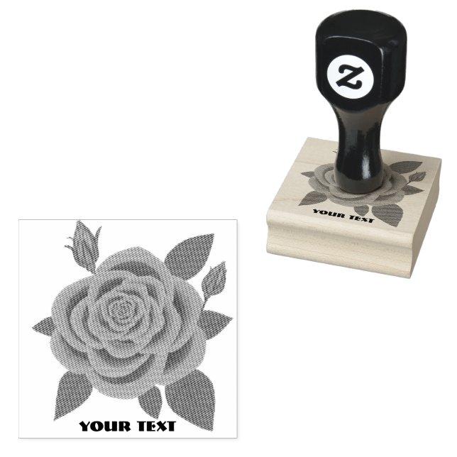 Red Rose with Buds Rubber Stamp (Stamped)