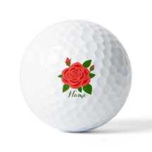 Red Rose With Buds & Text Value Golf Balls