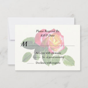 Red Rose With Golden Yellow Centre RSVP Card