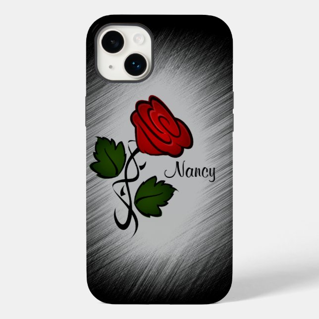 Red Rose with Name Case-Mate iPhone Case (Back)