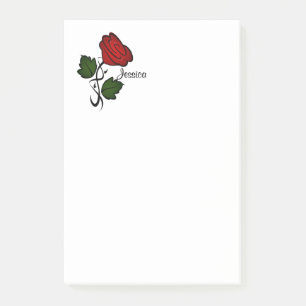 Red Rose with Name Post-it Notes