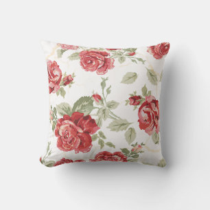 Red rose with white background print cushion
