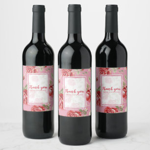 Red rose with white background print wine label