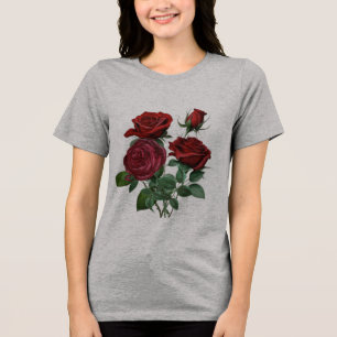 "Red Rose Women's T-Shirt – Feminine Elegance in B Tri-Blend Shirt