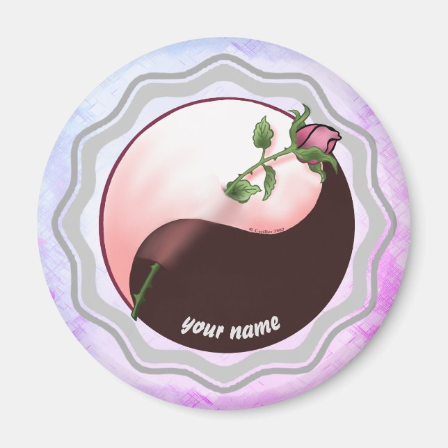 Red Rose yin yang   magnet (Front)