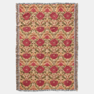Red RoseArts and Crafts Style Throw