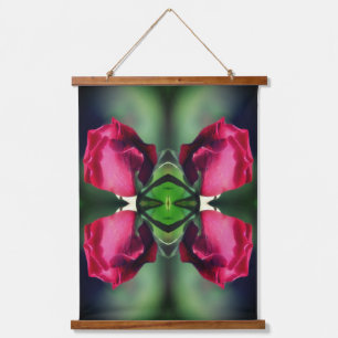 Red Rosebud Bending Abstract Hanging Tapestry