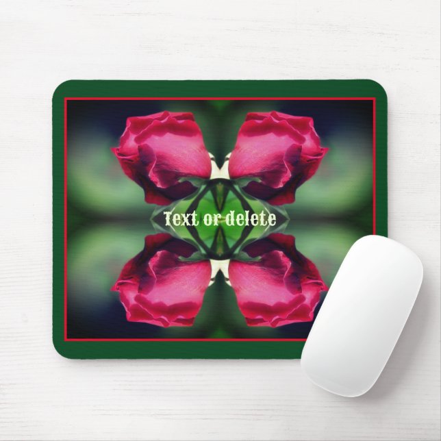 Red Rosebud Bending Abstract Personalised Mouse Pad (With Mouse)
