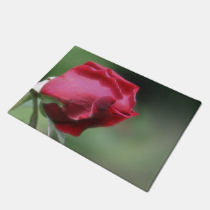 Red Rosebud Bending Flower  Doormat