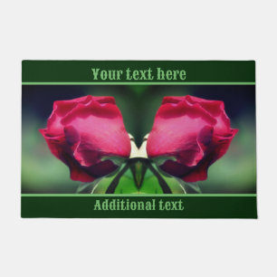 Red Rosebud Bending Flower Personalised Doormat