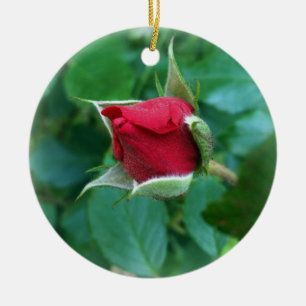 red rosebud ceramic tree decoration
