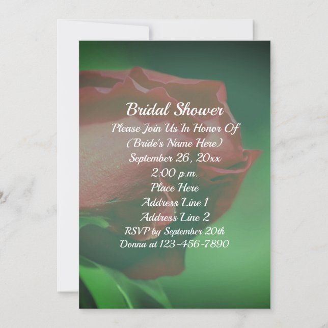 Red Rosebud Floral Bridal Shower  Invitation (Front)