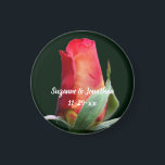 Red Rosebud Flower Personalised Wedding  Magnet<br><div class="desc">Lovely red and yellow rosebud flower photography by Susan wedding favour refrigerator magnet. Fill in your information in the template. Make more changes to text and font size, style, and colour by clicking on Customise. This design is available on many products in my gallery. Please visit Smilin' Eyes Treasures to...</div>