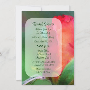 Red Rosebud Watercolor Floral Bridal Shower  Invitation