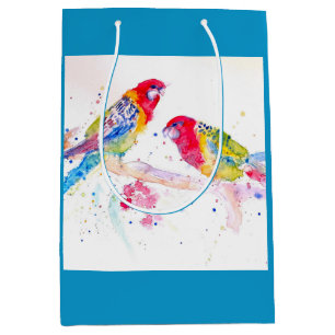 Red Rosella Parrot Watercolour Painting Computer Medium Gift Bag