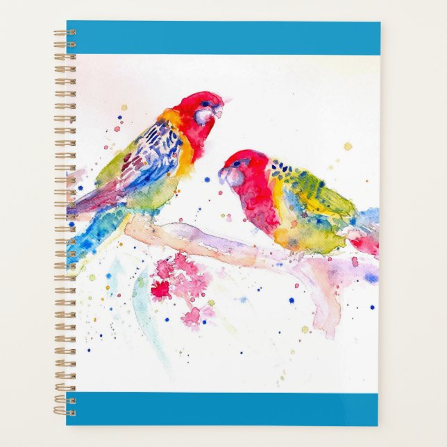 Red Rosella Parrot Watercolour Painting Computer Planner (Front)