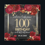 Red Roses 100th Birthday Save the Date Magnet<br><div class="desc">Save the Date Red roses and gold birthday party magnets. Elegant Floral birthday celebration. Easy to personalise with template. Great party reminder and friends / family keepsake. Any year,  birth year can be easily changed.</div>