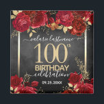 Red Roses 100th Birthday Save the Date Magnet<br><div class="desc">Save the Date Red roses and gold birthday party magnets. Elegant Floral birthday celebration. Easy to personalise with template. Great party reminder and friends / family keepsake. Any year,  birth year can be easily changed.</div>