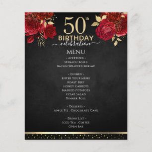 Red Roses 50th Birthday Celebration Menu