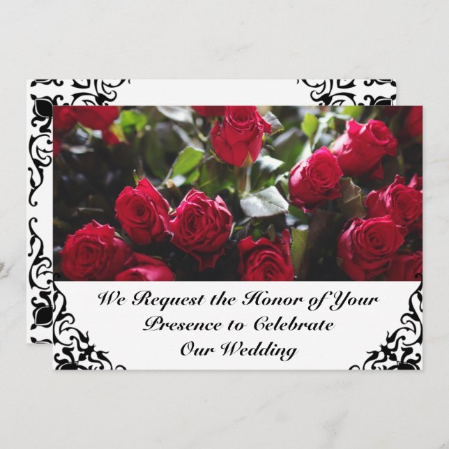Red Roses 5" X 7" Invitation Card (Front/Back)