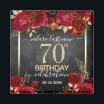 Red Roses 70th Birthday Save the Date Magnet<br><div class="desc">Save the Date Red roses and gold birthday party magnets. Elegant Floral birthday celebration. Easy to personalise with template. Great party reminder and friends / family keepsake. Any year,  birth year can be easily changed.</div>