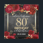 Red Roses 80th Birthday Save the Date Magnet<br><div class="desc">Save the Date Red roses and gold birthday party magnets. Elegant Floral birthday celebration. Easy to personalise with template. Great party reminder and friends / family keepsake. Any year,  birth year can be easily changed.</div>