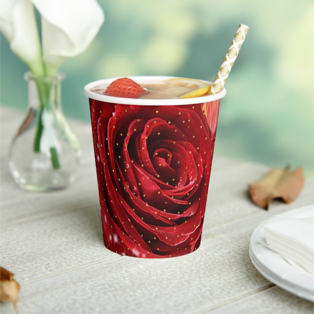 Red Roses Abstract Occasion Paper Cups (Insitu)