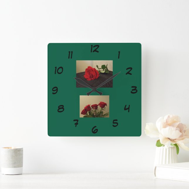 Red Roses Acrylic Wall Clock (Home)