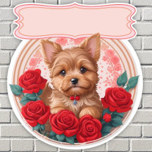 Red roses & adorable Yorkshire custom