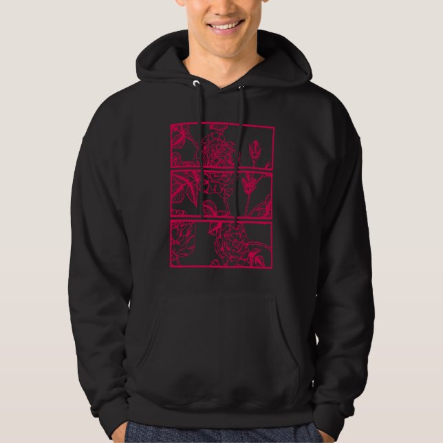 Red Roses Aesthetic Clothing Soft Grunge Soft Goth Hoodie (Front)