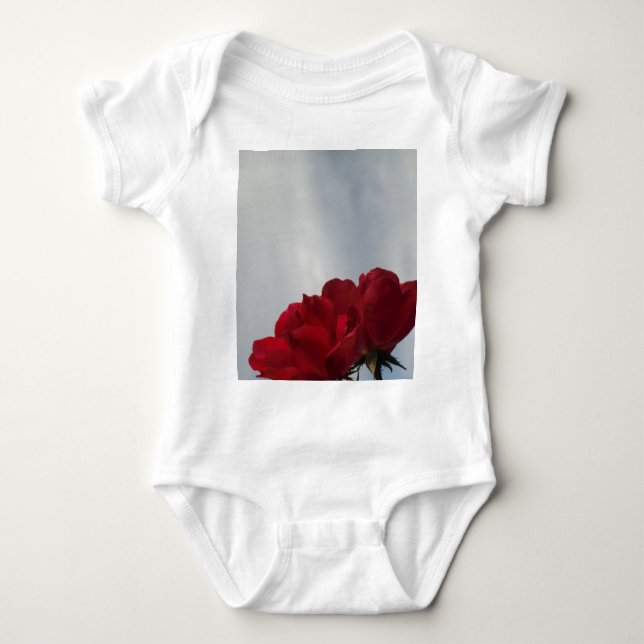 Red Roses Against a Bright Blue Sky Baby Bodysuit (Front)