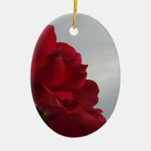 Red Roses Against a Bright Blue Sky Ceramic Tree Decoration