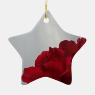 Red Roses Against a Bright Blue Sky Ceramic Tree Decoration