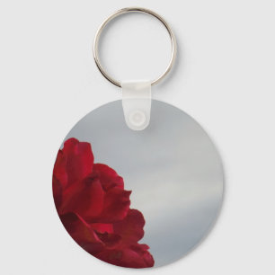 Red Roses Against a Bright Blue Sky Key Ring