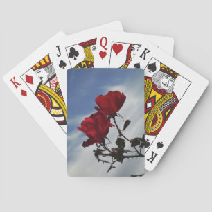 Red Roses Against a Bright Blue Sky Playing Cards