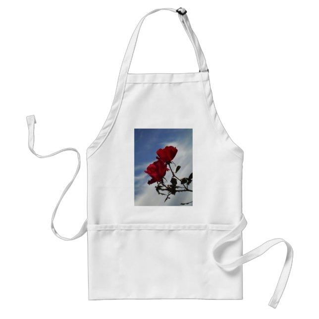 Red Roses Against a Bright Blue Sky Standard Apron (Front)