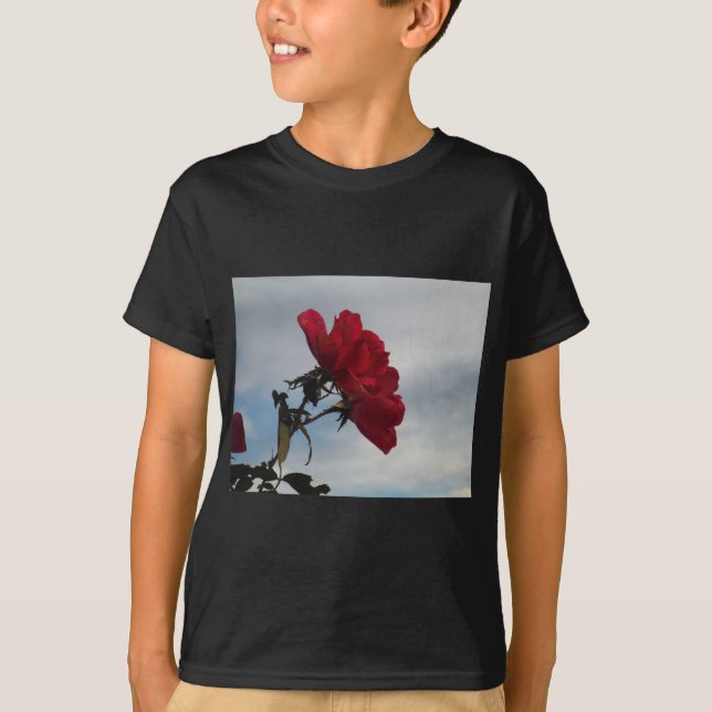 Red Roses Against a Bright Blue Sky T-Shirt (Front)