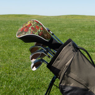 Red Roses Against a Stone Wall Golf Head Cover
