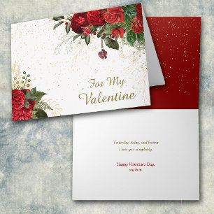 Red Roses and Confetti Romantic Valentine Card
