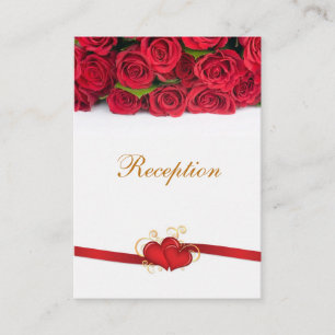 Red roses and hearts Wedding Reception Enclosure Card