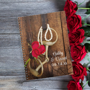 Red Roses and Horse Bit Country Western Wedding Spiral Notebook