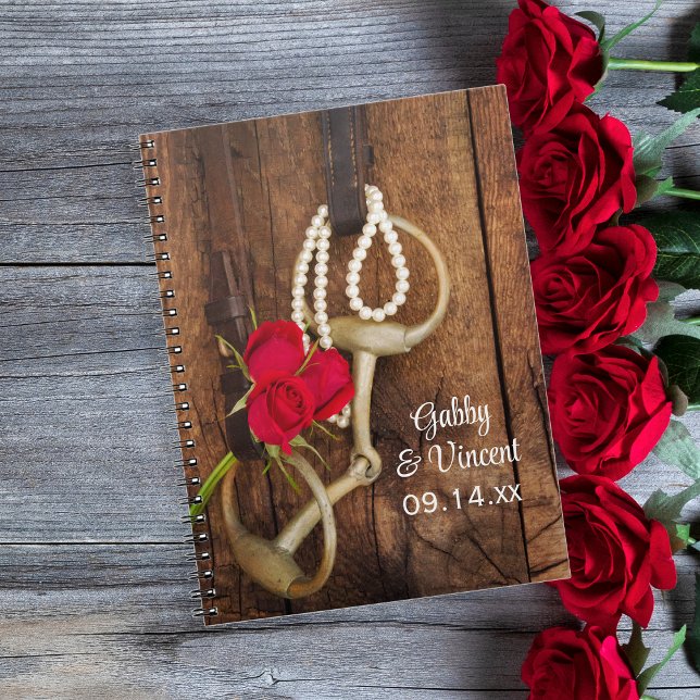 Red Roses and Horse Bit Country Western Wedding Spiral Notebook (Creator Uploaded)