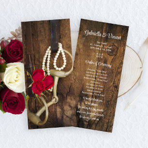 Red Roses and Horse Bit Western Wedding Program Programme
