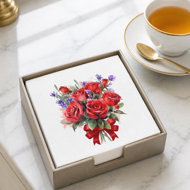 Red Roses and Lavender Paper Napkins (Creator Uploaded)