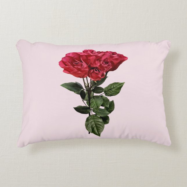 Red Roses and Leaves Decorative Cushion (Front)