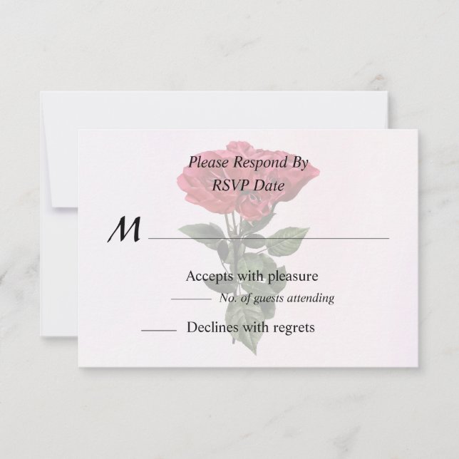 Red Roses and Leaves RSVP Card (Front)