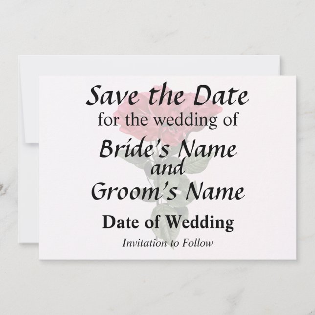 Red Roses and Leaves Save The Date (Front)