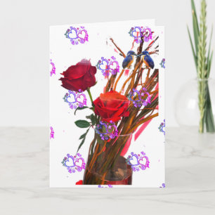 Red Roses and Poem Card