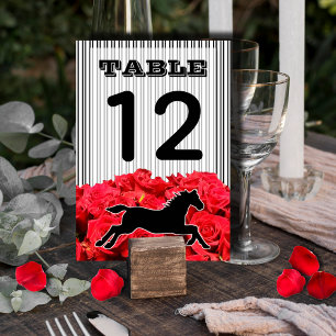 Red Roses and Racehorse Derby Bridal Shower Table Number